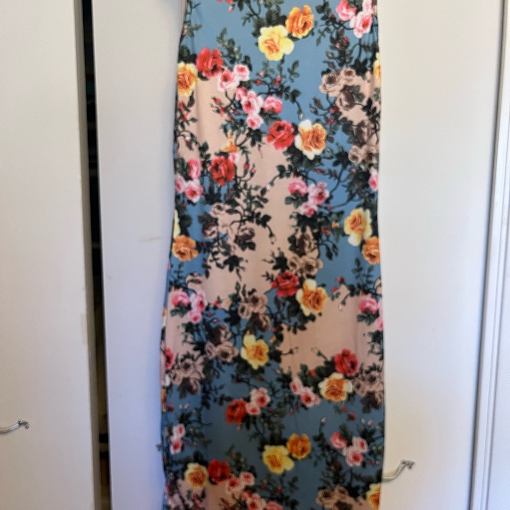 Floral Mini Dress - Blue and Yellow